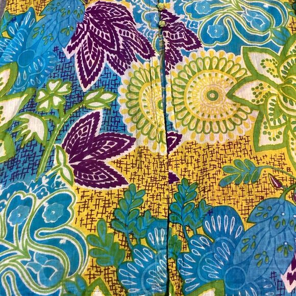 Azulu Colorful Sheer Beach Cover Up Tunic 100% Cotton Size Medium - Picture 7 of 12